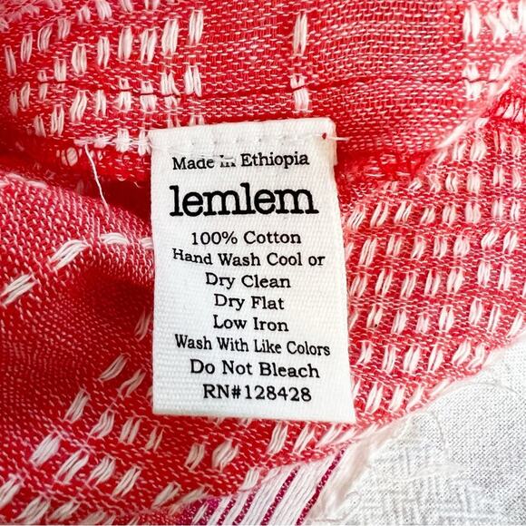 Lemlem Saba One-Shoulder Ruffled Top in Strawberry Pink Red Size S - Picture 10 of 10